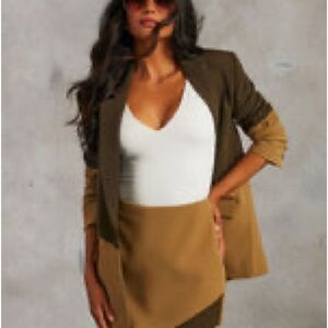 Vici Brown and White Skirt Set